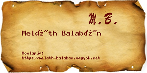 Meláth Balabán névjegykártya